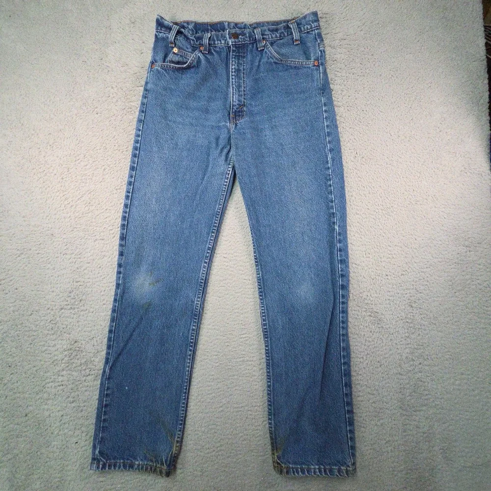 VTG Levis 505 Jeans Mens 33x32 USA Made Orange Tab 90s Grunge Distressed Denim